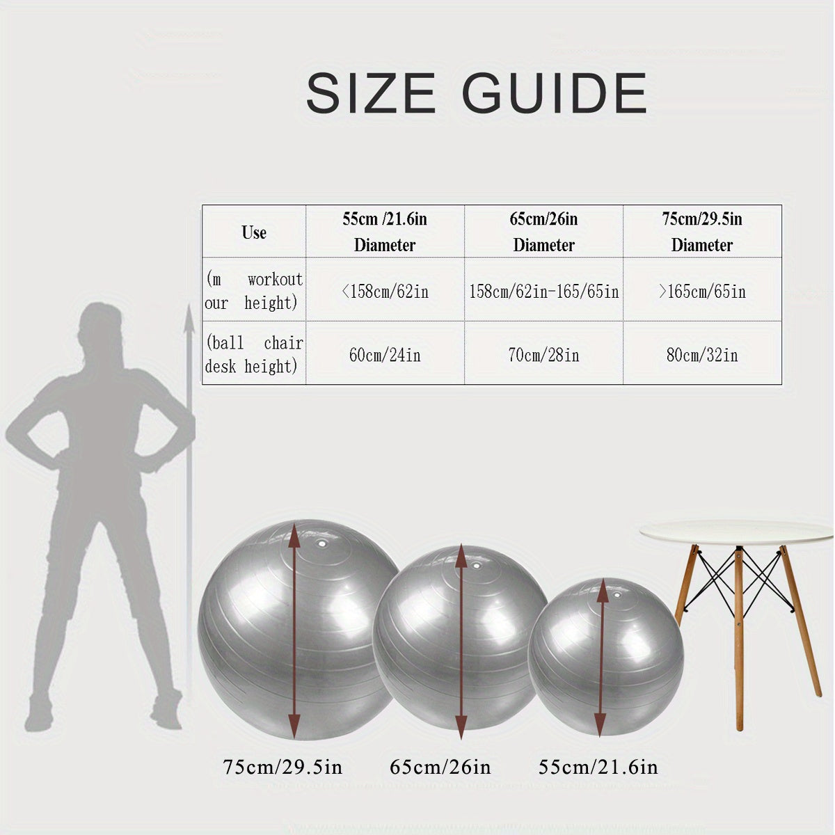 1pc Extra Large Thickened Yoga Ball, Silvery PVC Fitness Ball for Balance and Sensory Training, Adult Exercise Equipment with Air Pump and Nozzle Included