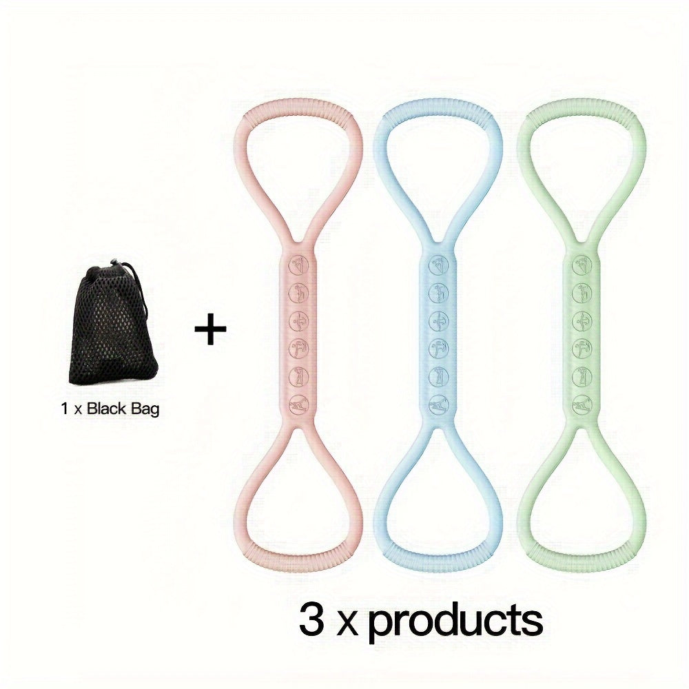 3pcs Silicone Resistance Bands Set, Non-Slip Medium Tension Stretch Straps for Fitness, Yoga, Strength Training, Home & Outdoor Exercise Equipment for Men and Women, Gym Accessories