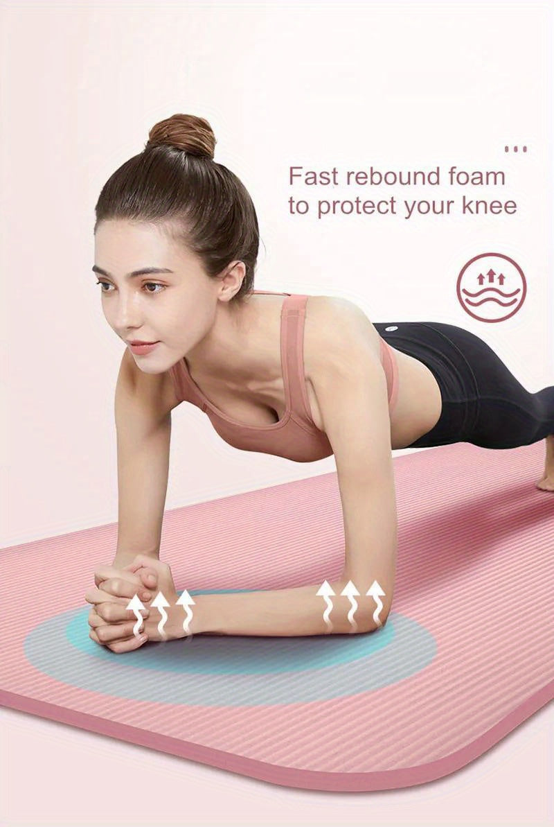 1pc Solid Color Non-Slip Soft Yoga Mat, 10MM Thickness Fitness Mat, Suitable For Gymnastics, Exercise, Pilates