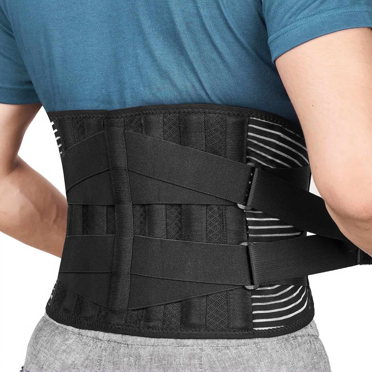 Adjustable Unisex Lumbar Support Belt, Breathable Waist Wrap for Gym, Yoga, Fitness, Exercise, Squat, Weightlifting - Hand Washable Buckle Closure Lower Back Brace