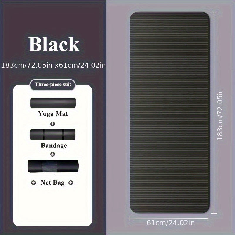 1pc Solid Color Non-Slip Soft Yoga Mat, 10MM Thickness Fitness Mat, Suitable For Gymnastics, Exercise, Pilates