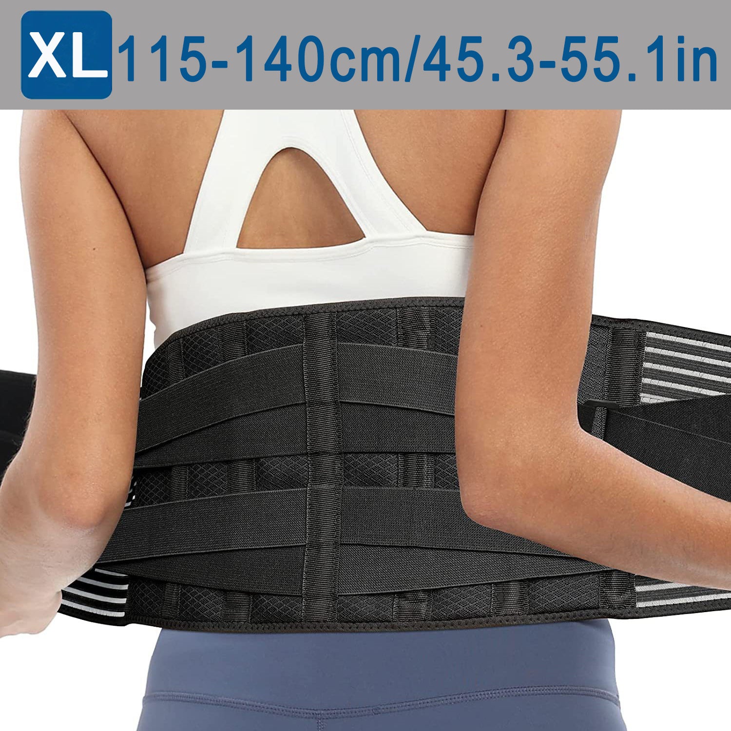 Adjustable Unisex Lumbar Support Belt, Breathable Waist Wrap for Gym, Yoga, Fitness, Exercise, Squat, Weightlifting - Hand Washable Buckle Closure Lower Back Brace
