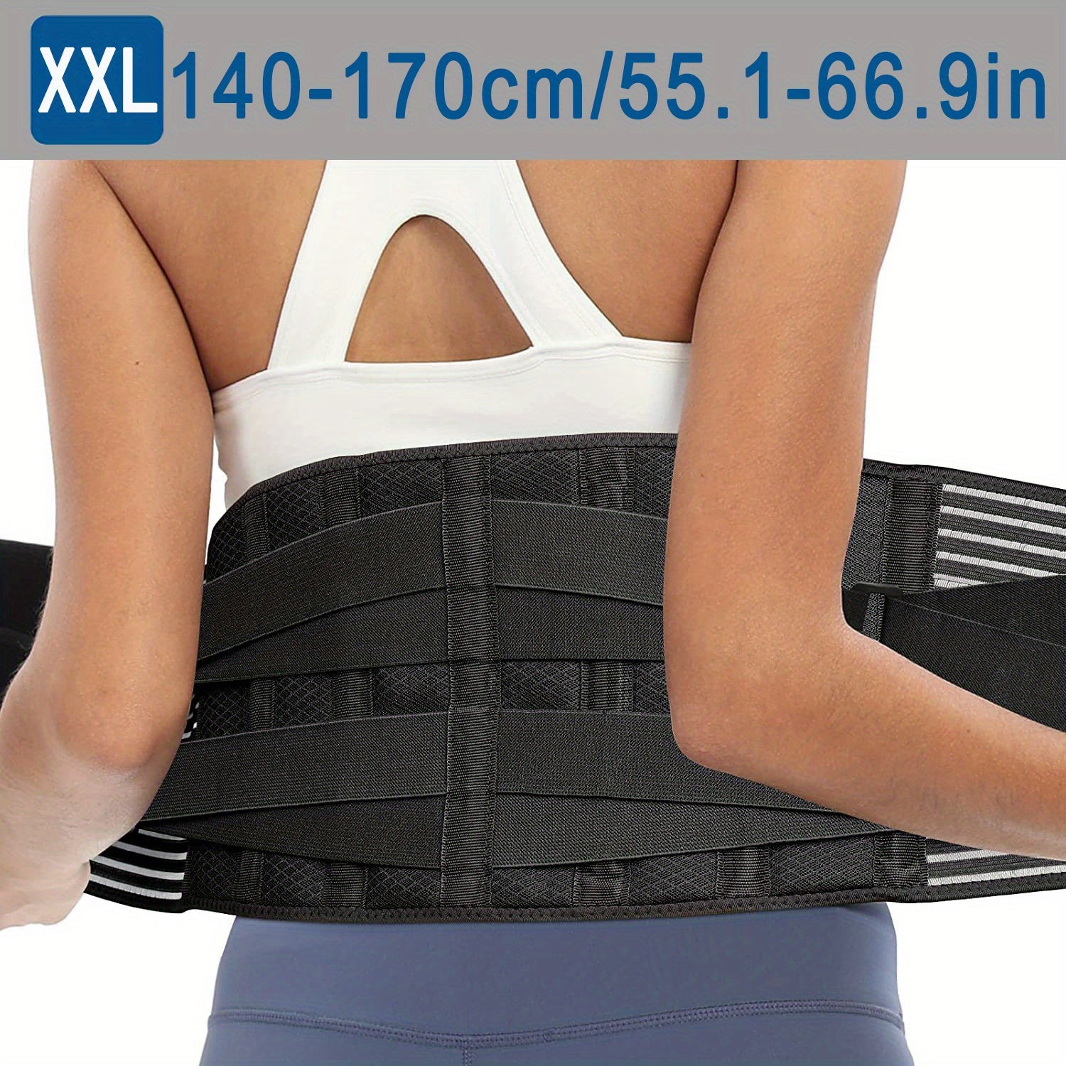 Adjustable Unisex Lumbar Support Belt, Breathable Waist Wrap for Gym, Yoga, Fitness, Exercise, Squat, Weightlifting - Hand Washable Buckle Closure Lower Back Brace
