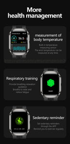 NEW Air Pump Airbag Blood Pressure Accurate Diagnosis Smart Watch ECG Temp Blood Fat Uric Acid Men Three High Monitor Smartwatch