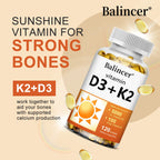 Vitamin D3 + K2 with Organic Virgin Coconut Oil, Vegan D3 (5000iu) with MK7 Vitamin K2 (100mcg), Supports Bone Health Supplement