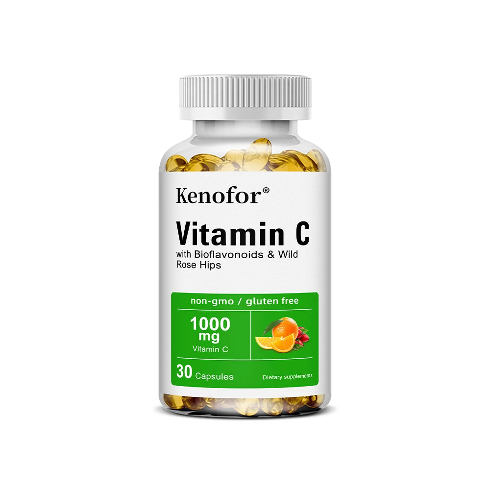 Vitamin C 1000mg - with Citrus, Rose hips,Immune System & Collagen High Potency Fat Soluble Ascorbic Acid Supplement