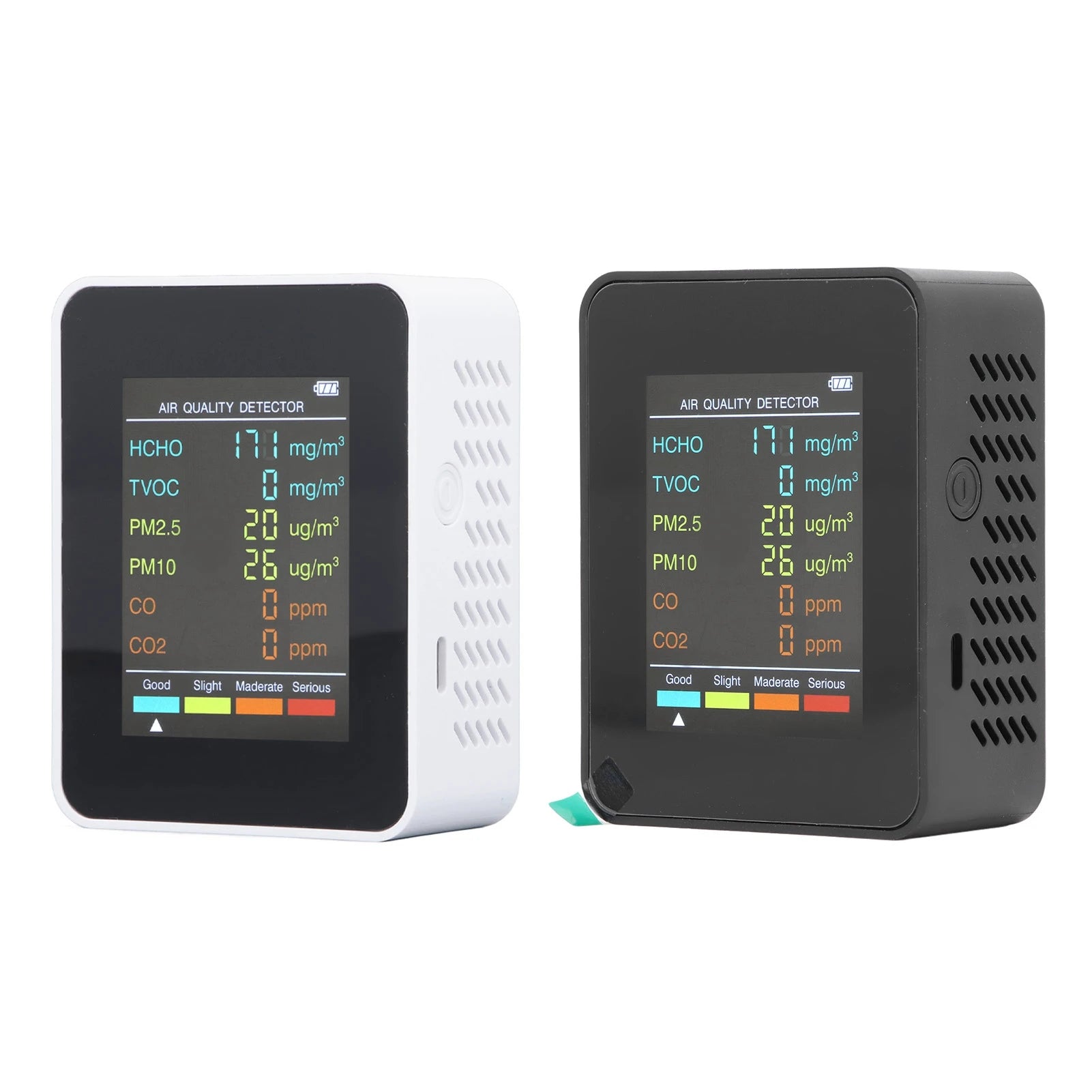 Air Quality Monitor Portable LCD Backlight Screen CO2 TVOC HCHO PM2.5 PM10 Detector with Alarm Indoor CO2 Monitor Air Monitor