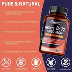 Vitamin B12 5000 Mcg - Supports Heart Health, Nervous System, Promotes Metabolism, Increases Energy Levels, Relieves Fatigue