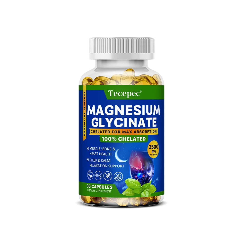 Magnesium Glycinate Supplement, Highly Absorbed, Supports Muscle Relaxation and Recovery, Maximum Bioavailability, 120 Capsules