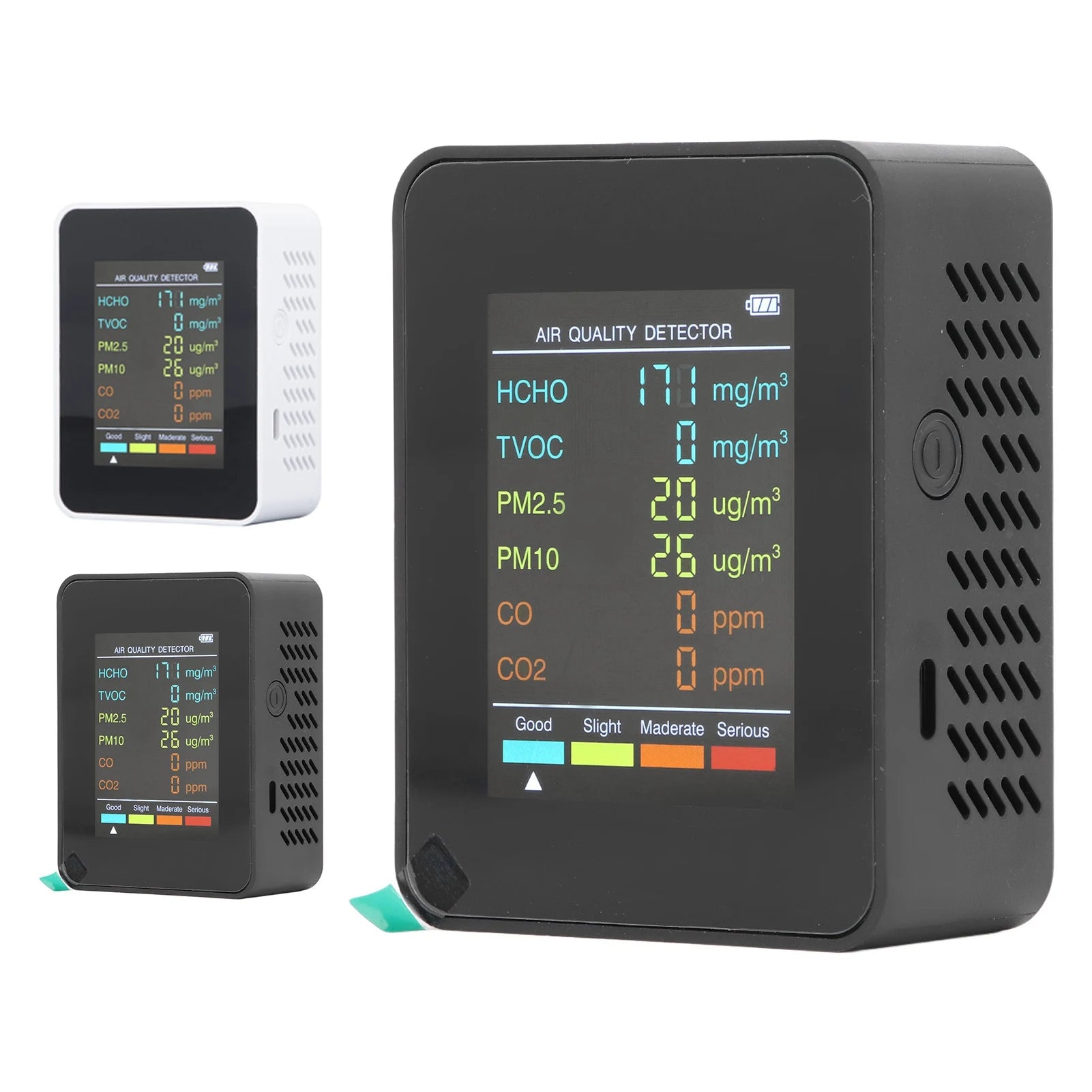 Air Quality Monitor Portable LCD Backlight Screen CO2 TVOC HCHO PM2.5 PM10 Detector with Alarm Indoor CO2 Monitor Air Monitor