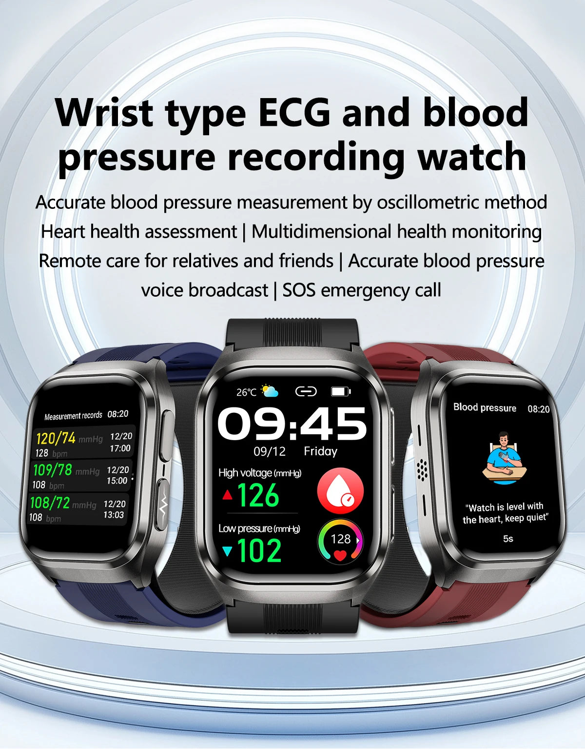 NEW Air Pump Airbag Blood Pressure Accurate Diagnosis Smart Watch ECG Temp Blood Fat Uric Acid Men Three High Monitor Smartwatch