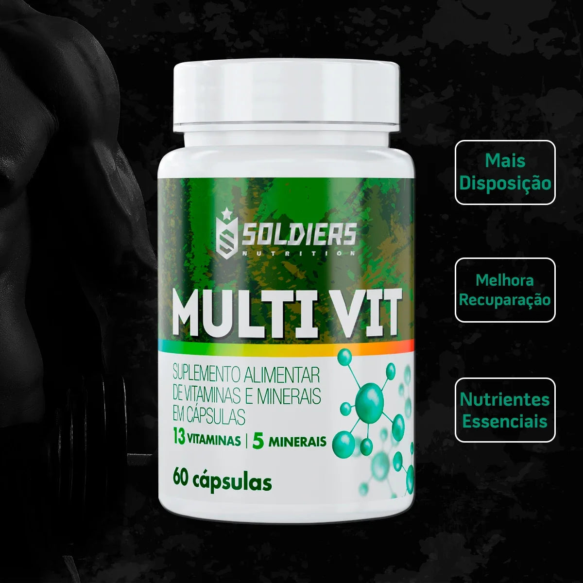 Multivitamin 60 Caps - 5 Minerals-13 Vitamins-Soldiers Nutrition