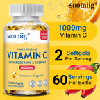 Vitamin C W/Rose Hips & Acerola | 1000mg | Two-Stage Timed-Release Healthy Immune Function, Skin, Hair & Nails Support | Non-GMO