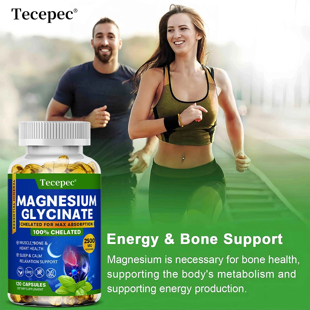 Magnesium Glycinate Supplement, Highly Absorbed, Supports Muscle Relaxation and Recovery, Maximum Bioavailability, 120 Capsules