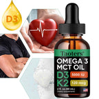 Vitamin D3 K2 Liquid Drops, Vitamin D, K, MCT Oil & Omega 3, Bone, Heart, Joint & Muscle Support Dietary Supplement, Non-GMO