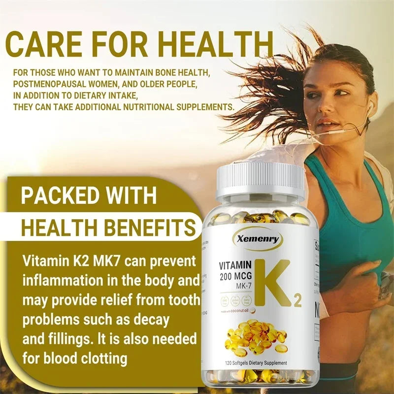 Vitamin K2 MK-7 Supplement - Supports Immune Function, Joint & Heart Health, Superior Absorption, Boosts Energy, Non-GMO