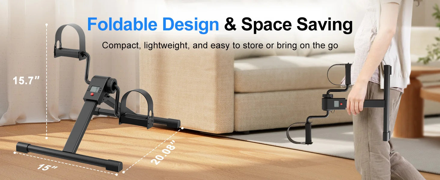 Under Desk Bike Pedal Mini Exercise Bike with Electronic Display for Indoor Leg and Arm Recovery  Folding Pedal Exerciser