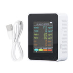 Air Quality Monitor Portable LCD Backlight Screen CO2 TVOC HCHO PM2.5 PM10 Detector with Alarm Indoor CO2 Monitor Air Monitor