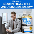 Omega-3 Fish Oil Supplement - Rich in EPA+DHA, Lutein, Supports Heart, Brain & Joint Health, Antioxidant, 120 Capsules