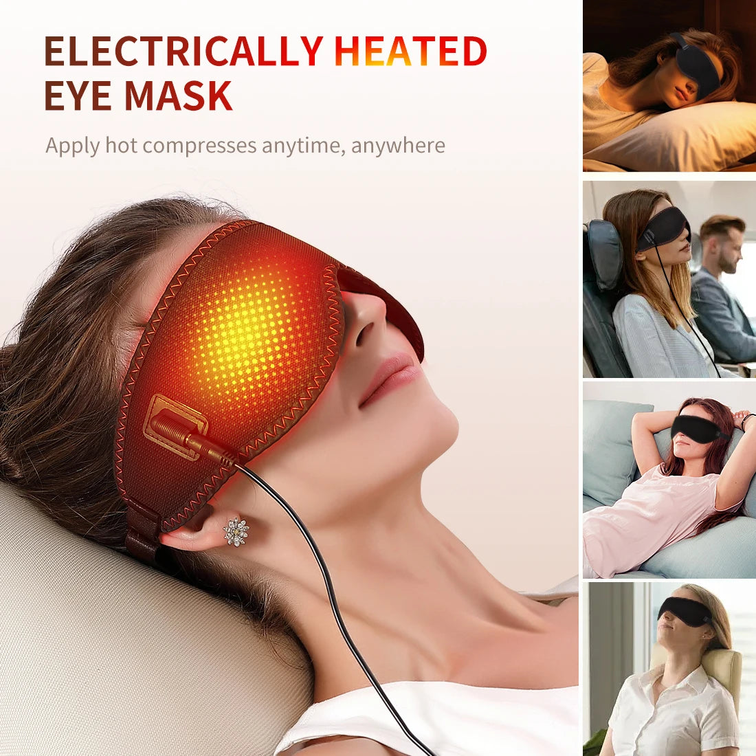 Heated Eye Mask Eye Mask for Dry Eyes with 3 Heat Levels Hot Compress Warm Compress Heating Pad for Sleep Dark Circles