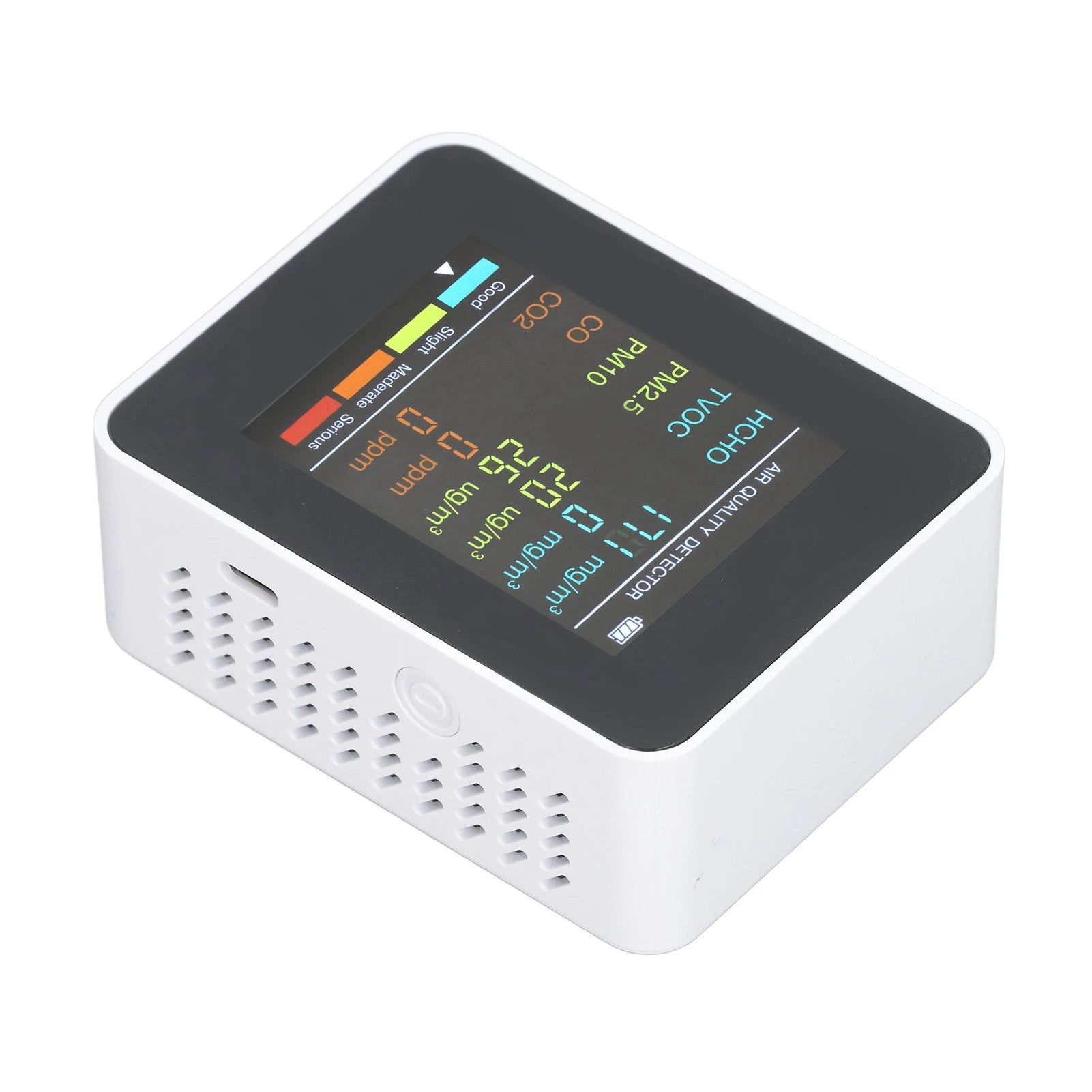 Air Quality Monitor Portable LCD Backlight Screen CO2 TVOC HCHO PM2.5 PM10 Detector with Alarm Indoor CO2 Monitor Air Monitor