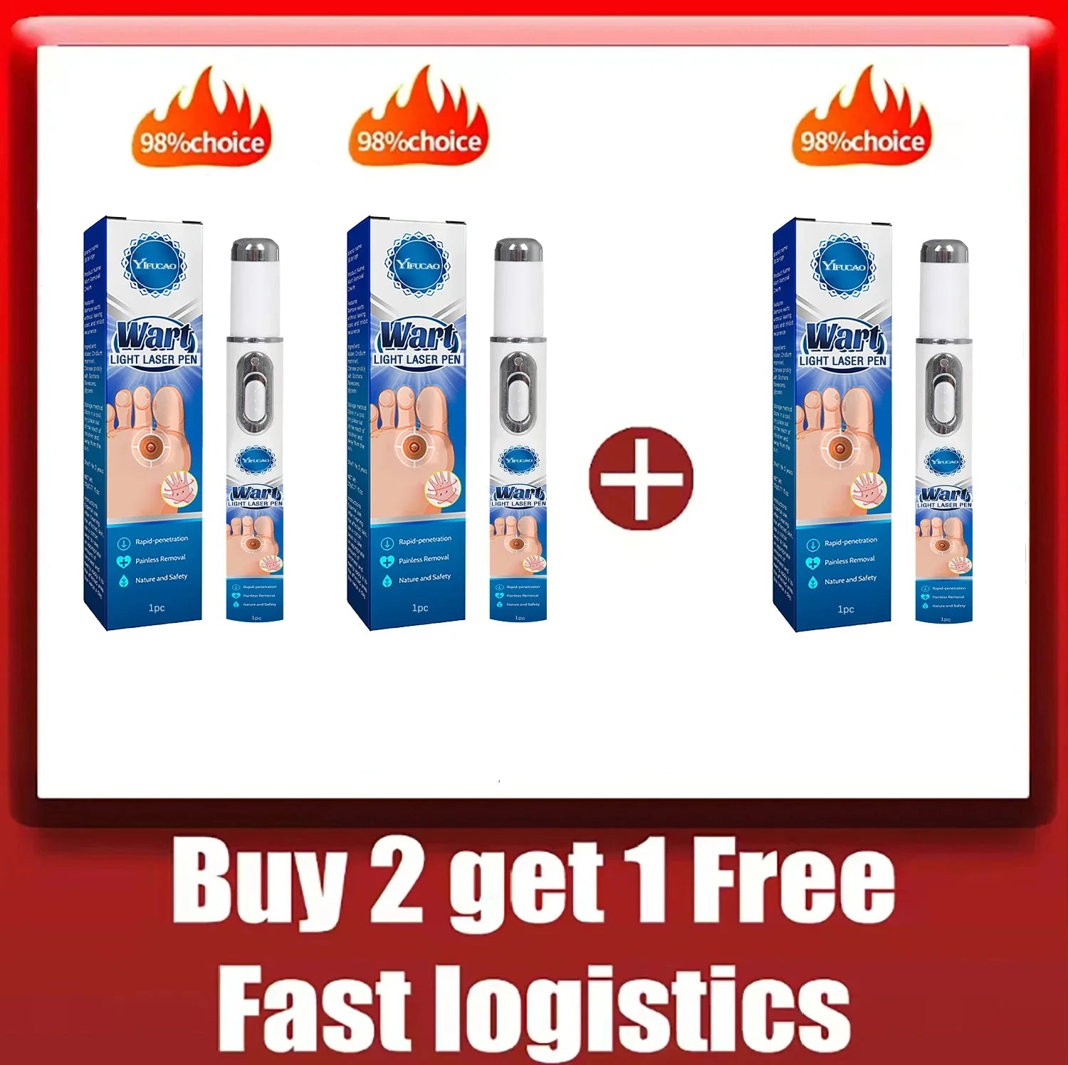 Quick and painless removal of warts, the latest generation blue light laser pen, hot-selling package