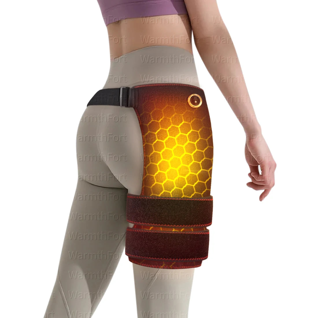 Cordless Heated Hip Support Brace with Massager for Sciatica Pain Relief Lower Back Therapy Hip Heating Pad for Physical Healing