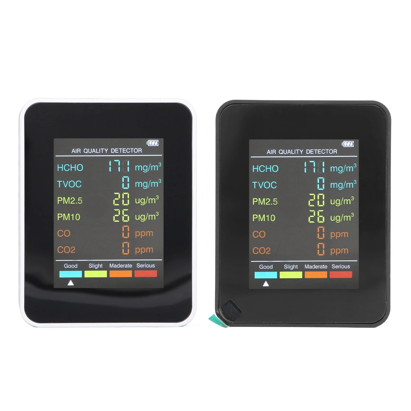Air Quality Monitor Portable LCD Backlight Screen CO2 TVOC HCHO PM2.5 PM10 Detector with Alarm Indoor CO2 Monitor Air Monitor