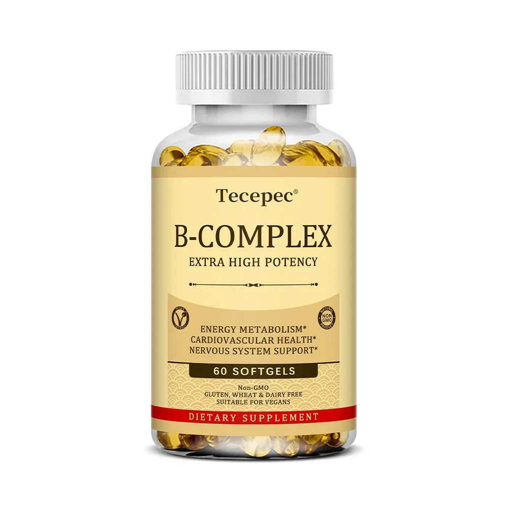 Vitamin B Complex-Contains Vitamins B1, B2, B3, B6, B5, B12 - Replenish Energy, Fight Stress and Enhance Immunity - 120 Capsules