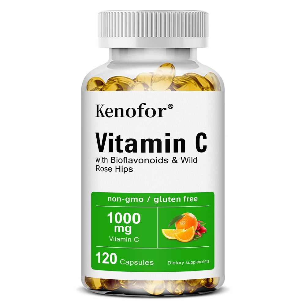 Vitamin C 1000mg - with Citrus, Rose hips,Immune System & Collagen High Potency Fat Soluble Ascorbic Acid Supplement