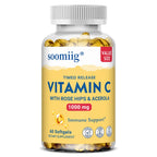 Vitamin C W/Rose Hips & Acerola | 1000mg | Two-Stage Timed-Release Healthy Immune Function, Skin, Hair & Nails Support | Non-GMO
