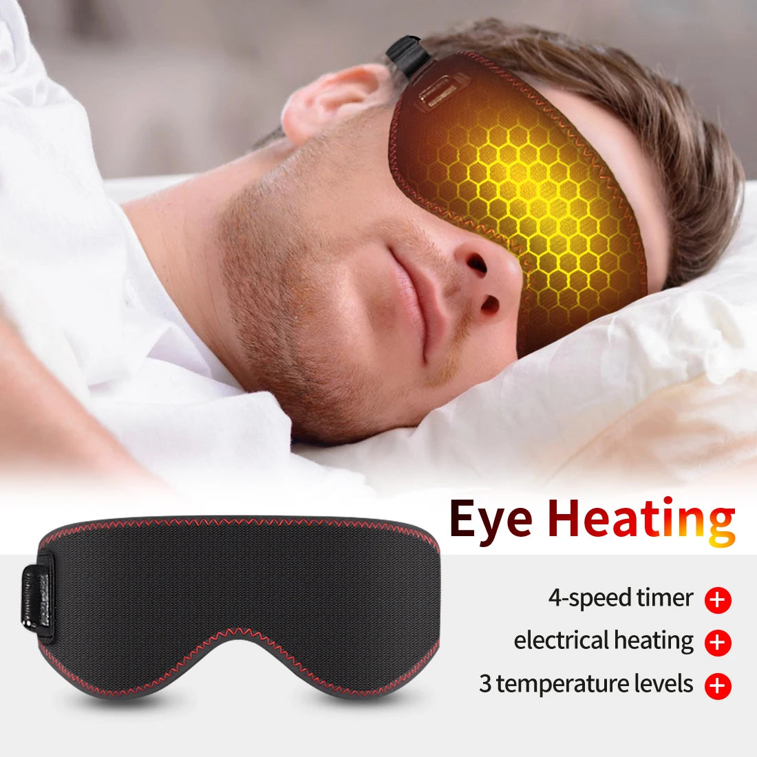 Heated Eye Mask Eye Mask for Dry Eyes with 3 Heat Levels Hot Compress Warm Compress Heating Pad for Sleep Dark Circles