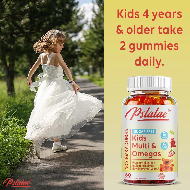 Children's Gummy Vitamins - with Vitamins C, D, B6 and Zinc, Flaxseed Oil Omega 3 To Support Children's Development