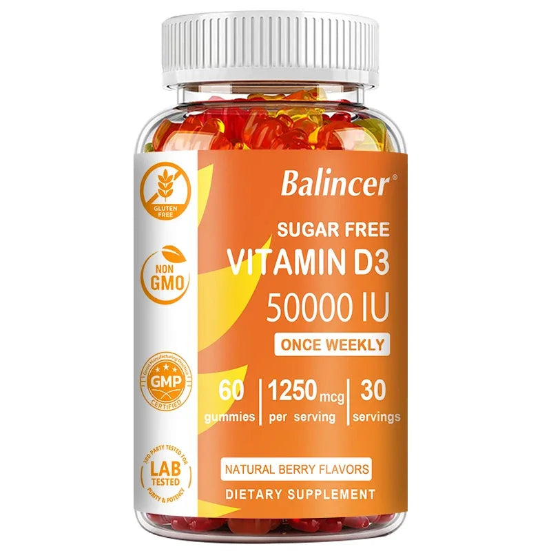 High Potency Vitamin D3 50,000 IU - Immune Support, Bone, Teeth, Heart and Nerve Health, Antioxidant - Gluten-Free, Non-GMO