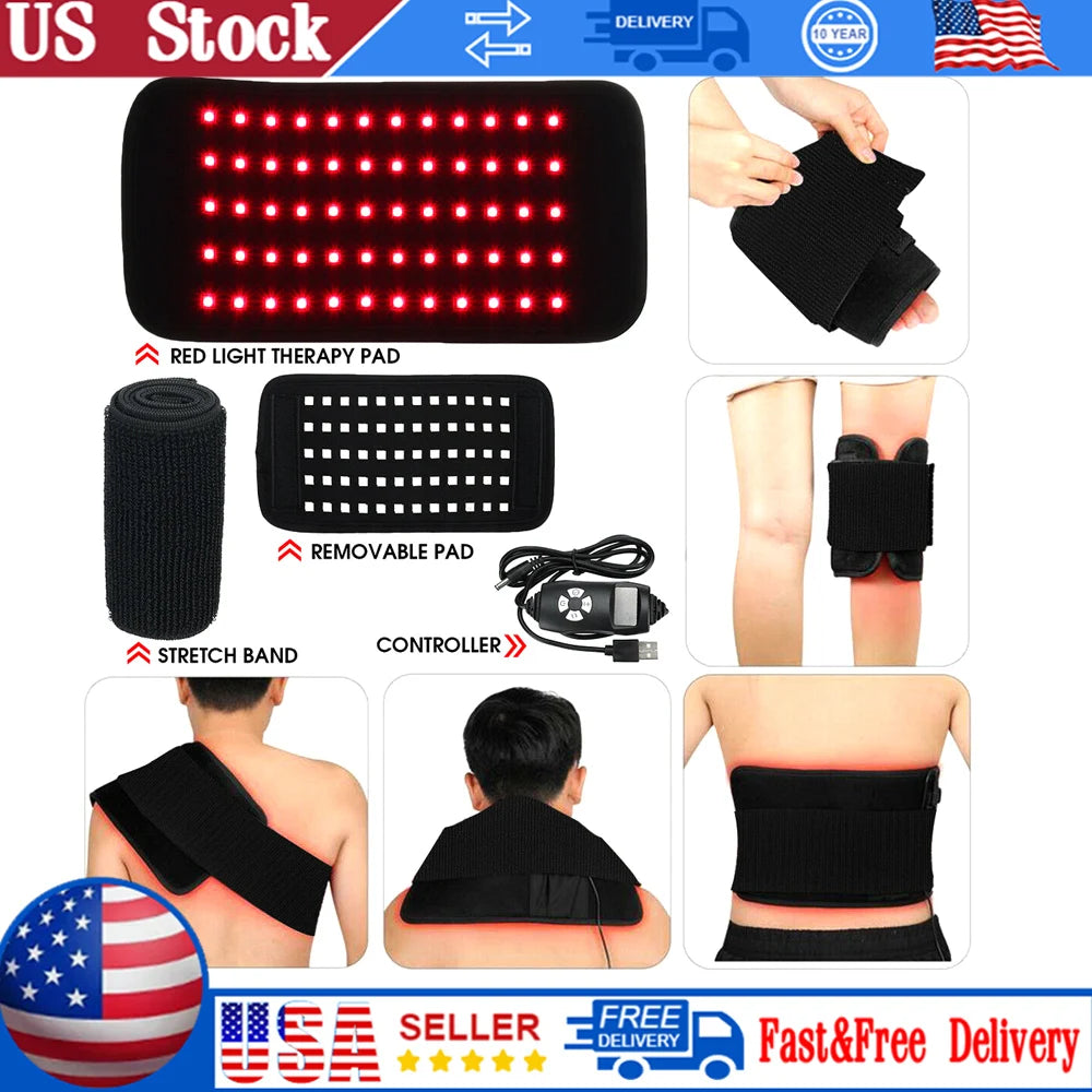 Infrared Light LED Healthcare Waist Red Light Heating Massage Belt Pad Lumbar Back Waist Massage For Back Knee Hands Feet Relief