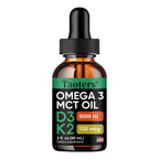 Vitamin D3 K2 Liquid Drops, Vitamin D, K, MCT Oil & Omega 3, Bone, Heart, Joint & Muscle Support Dietary Supplement, Non-GMO