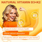 Vitamin D3 + K2 with Organic Virgin Coconut Oil, Vegan D3 (5000iu) with MK7 Vitamin K2 (100mcg), Supports Bone Health Supplement