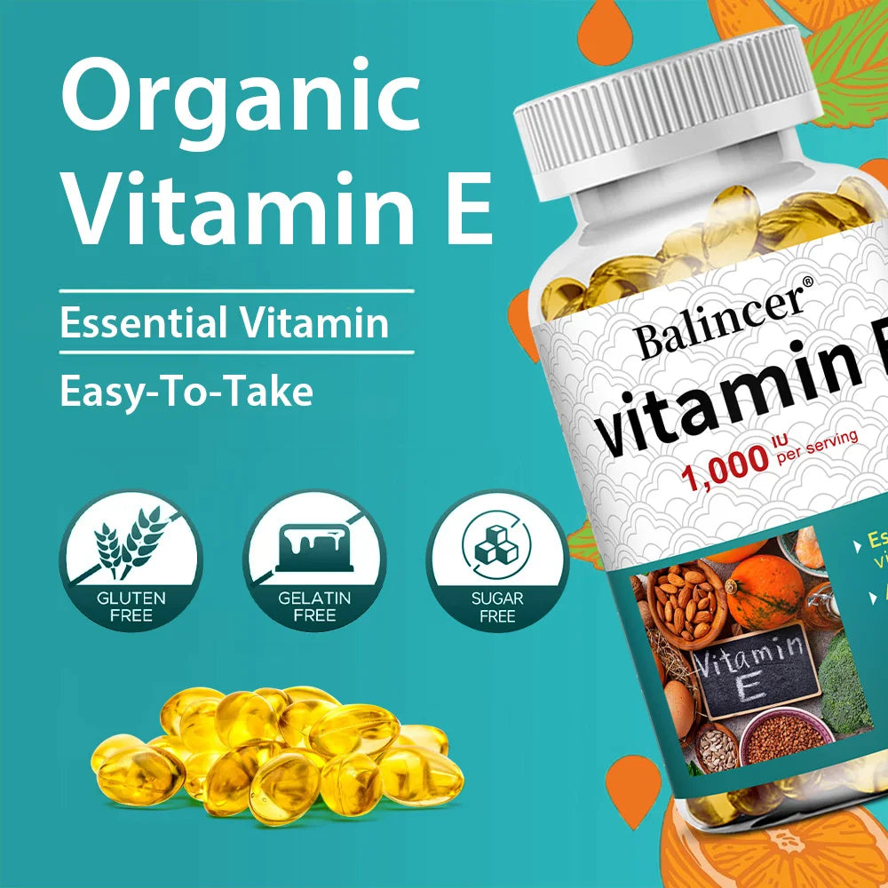 Vitamin E 1000 IU Soft Gel - Vitamin E Supplement, Essential Antioxidant Support, Support Skin, Heart and Immune Health