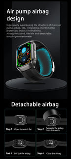 NEW Air Pump Airbag Blood Pressure Accurate Diagnosis Smart Watch ECG Temp Blood Fat Uric Acid Men Three High Monitor Smartwatch