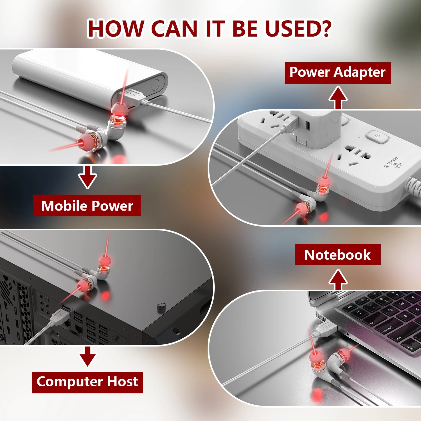Tinnitus Ear Laser Therapy 650nm LLLT Irradiation Laser Physiotherapy Earplug Otitis Media Deafness  Hypertension Treatment