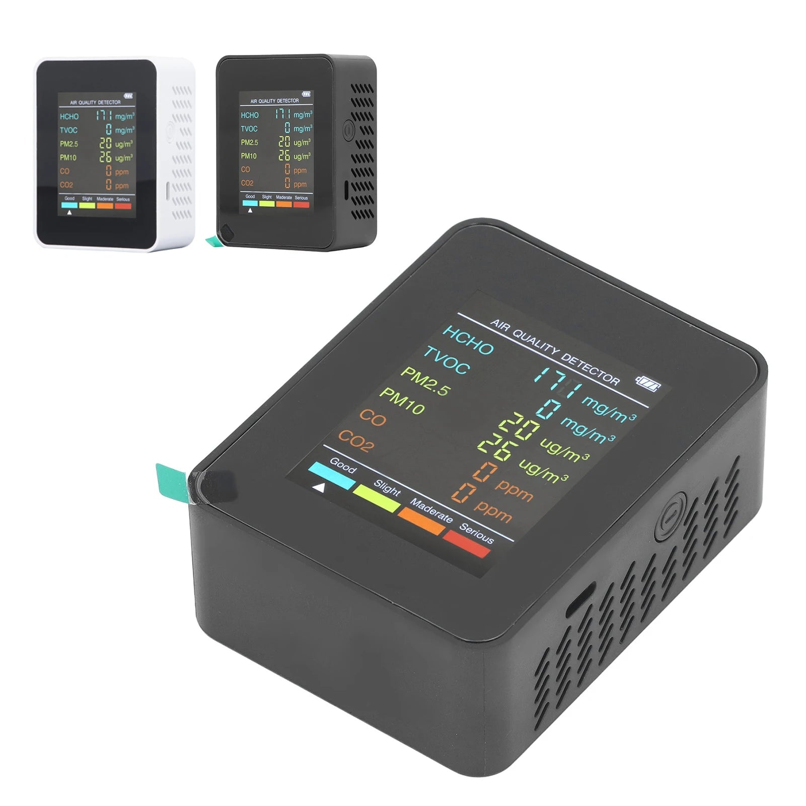 Air Quality Monitor Portable LCD Backlight Screen CO2 TVOC HCHO PM2.5 PM10 Detector with Alarm Indoor CO2 Monitor Air Monitor