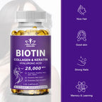 Collagen Biotin Supplement with Hyalurin&Keratin-Vitamins for Hair Growth- Women & Men-B1B2 B3B6B12 -Nails&Skin-Multi-Vitamins