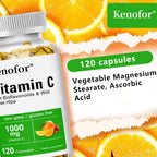 Vitamin C 1000mg - with Citrus, Rose hips,Immune System & Collagen High Potency Fat Soluble Ascorbic Acid Supplement