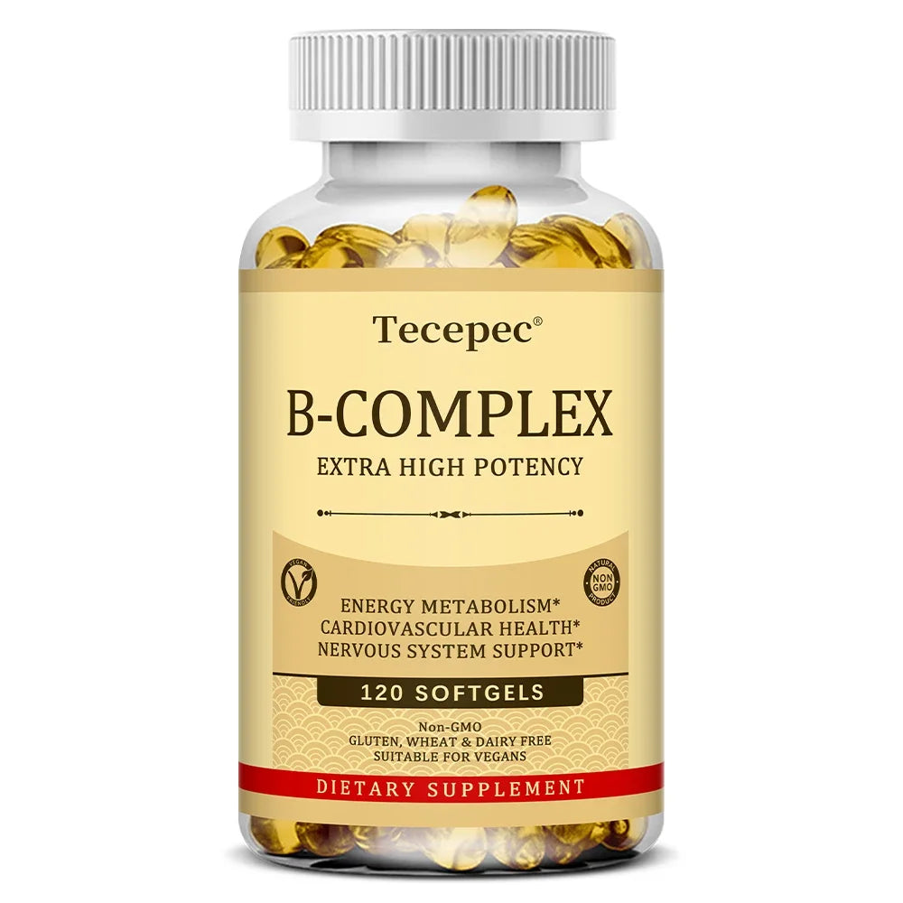 Vitamin B Complex-Contains Vitamins B1, B2, B3, B6, B5, B12 - Replenish Energy, Fight Stress and Enhance Immunity - 120 Capsules