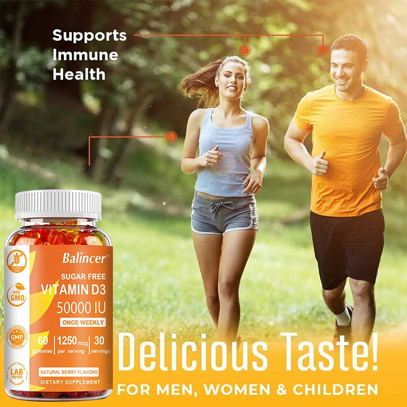 High Potency Vitamin D3 50,000 IU - Immune Support, Bone, Teeth, Heart and Nerve Health, Antioxidant - Gluten-Free, Non-GMO