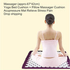 Acupuncture Massager Yoga Mat Pillow Massage Pain Relief Stress Back Pain Spike Acupuncture Mat and Pillow Set with Bag