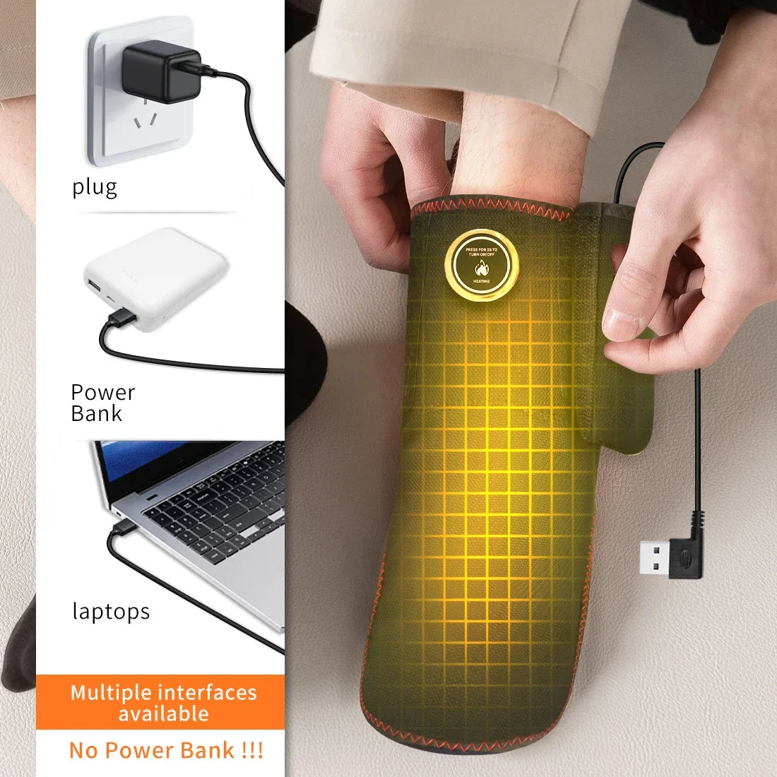 Wireless Ankle Heating Pad Electric Vibration Massage Heated Foot Hand Wrap for Wrist Ankle Rechargeable Heating Wristband Brace