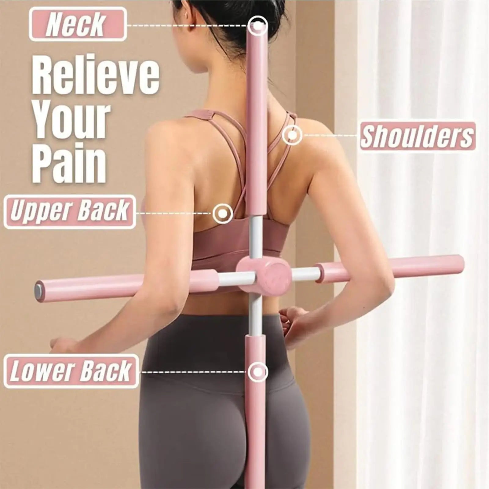 Back Stretcher Yoga Stick, Postures Corrector for Neck Hump & Pain Relief, Portable Gym Equipment for Workout Home, Office Use