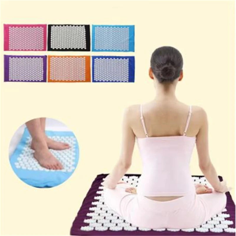 Acupuncture Massager Yoga Mat Pillow Massage Pain Relief Stress Back Pain Spike Acupuncture Mat and Pillow Set with Bag