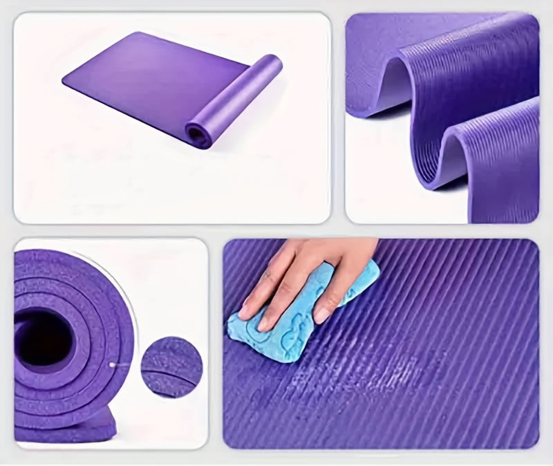 1pc Solid Color Non-Slip Soft Yoga Mat, 10MM Thickness Fitness Mat, Suitable For Gymnastics, Exercise, Pilates